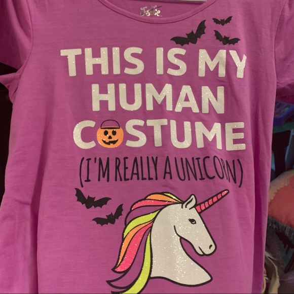 🌼 🎃 Justice Girls Size 14/16 Halloween Unicorn Shirt New NWOT Short Sleeve - Picture 2 of 5